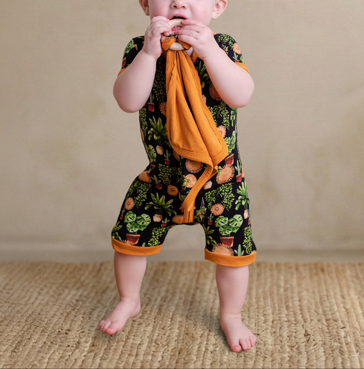 LEAVES + WEAVES | SHORTIE ROMPER | READY TO SHIP – Little Frugals 