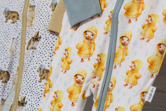 PITTER PATTER |  Upgraded Bamboo Rompers with Convertible Footies and Non-slip Grips | READY TO SHIP