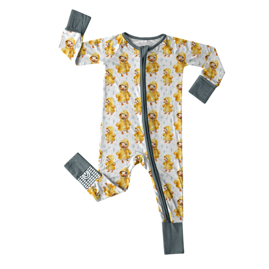 PITTER PATTER |  Upgraded Bamboo Rompers with Convertible Footies and Non-slip Grips | READY TO SHIP