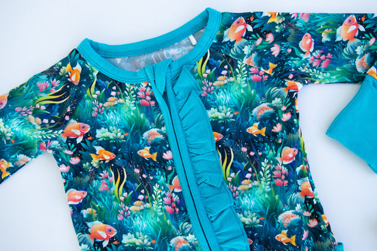 UNDER THE SEA | Convertible Double Zip Bamboo Rompers | READY TO SHIP