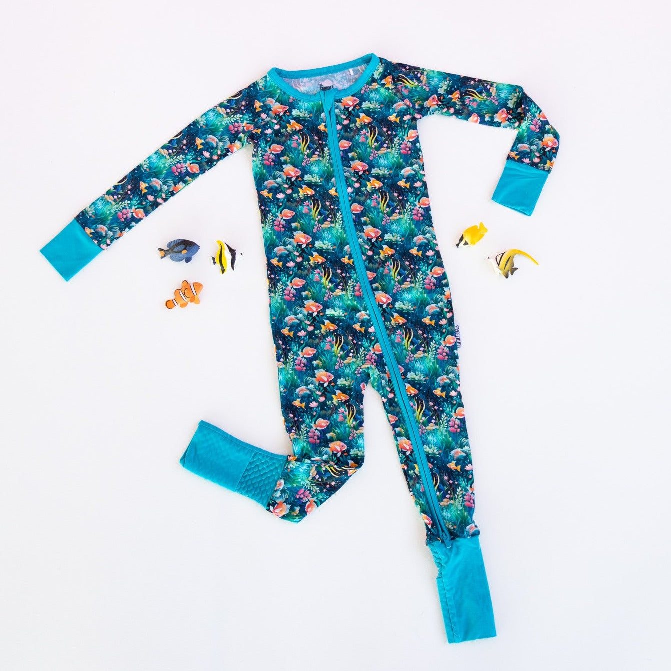 UNDER THE SEA | Convertible Double Zip Bamboo Rompers | READY TO SHIP