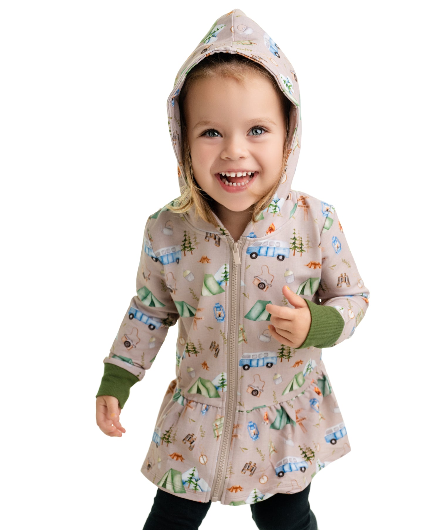 CAMPING CUDDLES | Kid's Zip Ruffle Hoodie | READY TO SHIP