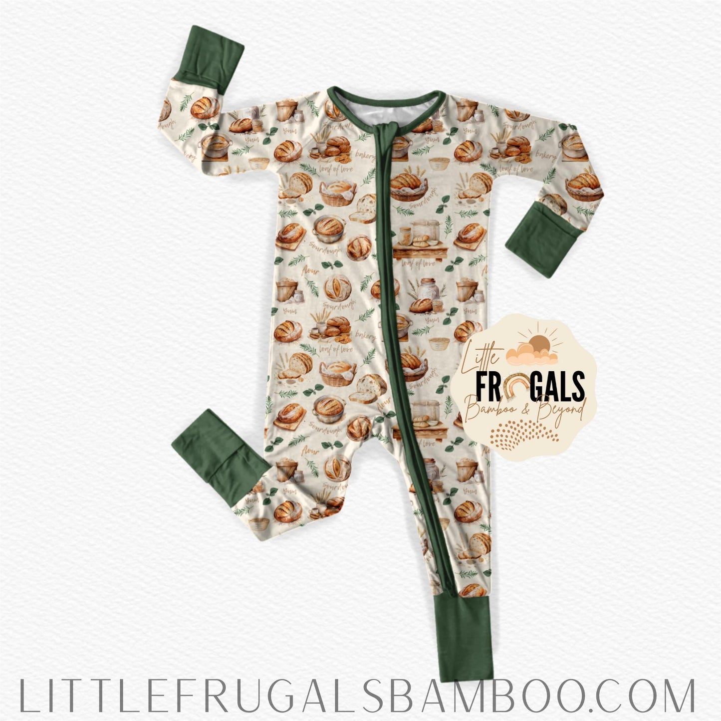 Love by the Loaf | Upgraded Convertible Double Zip Bamboo Rompers with Footie Grips | FINAL SALE