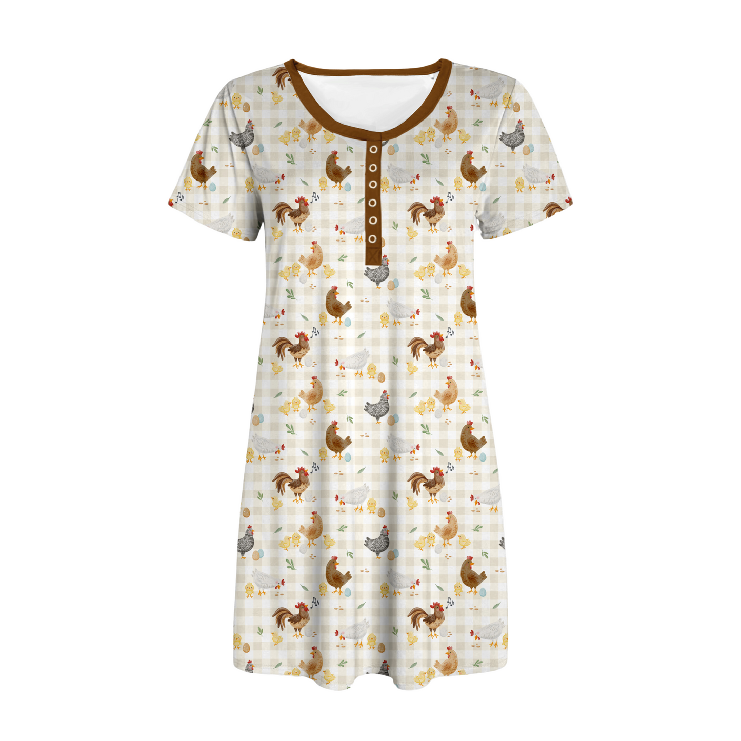 BACKYARD CHICKENS |  Sleep Dress Nightgown | READY TO SHIP