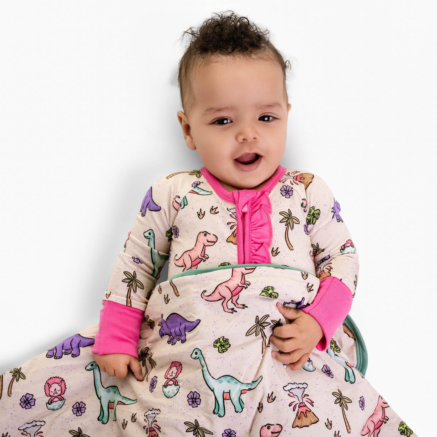 PREHISTORIC PARADISE | DINOS | QUILTED BLANKETS | READY TO SHIP | GREEN + PURPLE/PINK