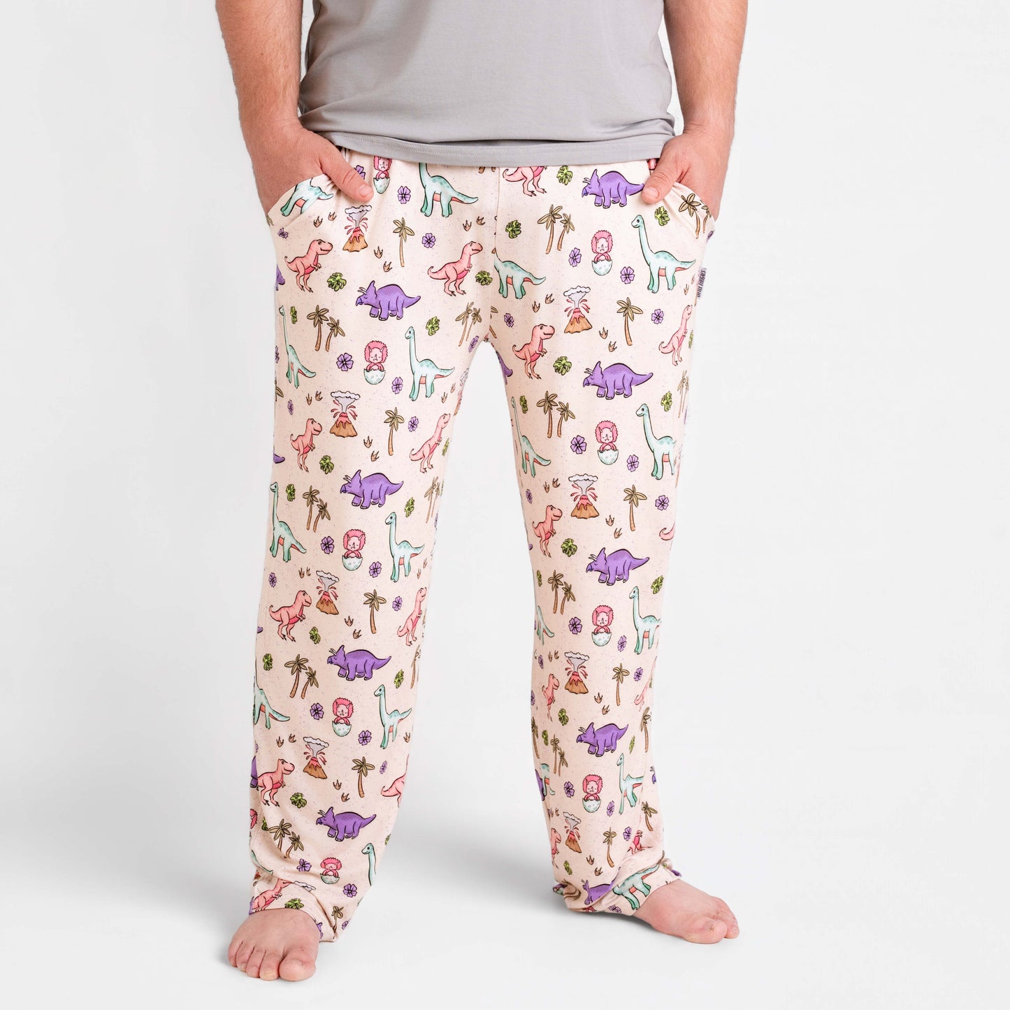 PREHISTORIC PARADISE | MINT TRIM PASTEL DINOS |  Relaxed Fit Unisex Pants | READY TO SHIP