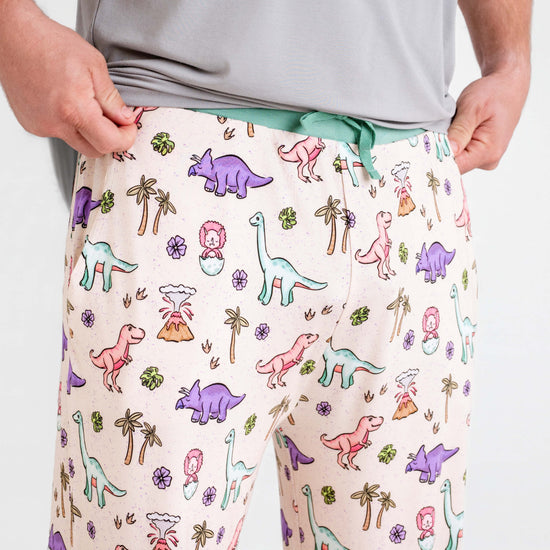 PREHISTORIC PARADISE | MINT TRIM PASTEL DINOS |  Relaxed Fit Unisex Pants | READY TO SHIP