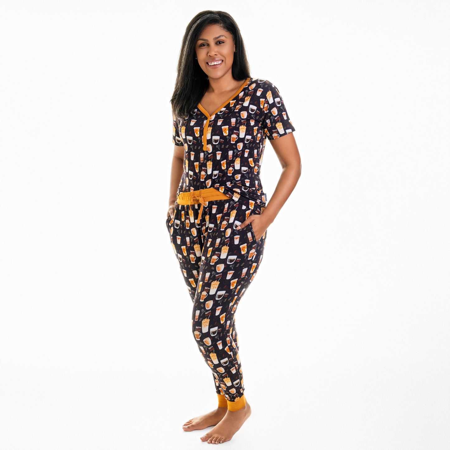 LOVELY BREWS | Women's Short Sleeved Jogger Style Lounge Set | READY TO SHIP