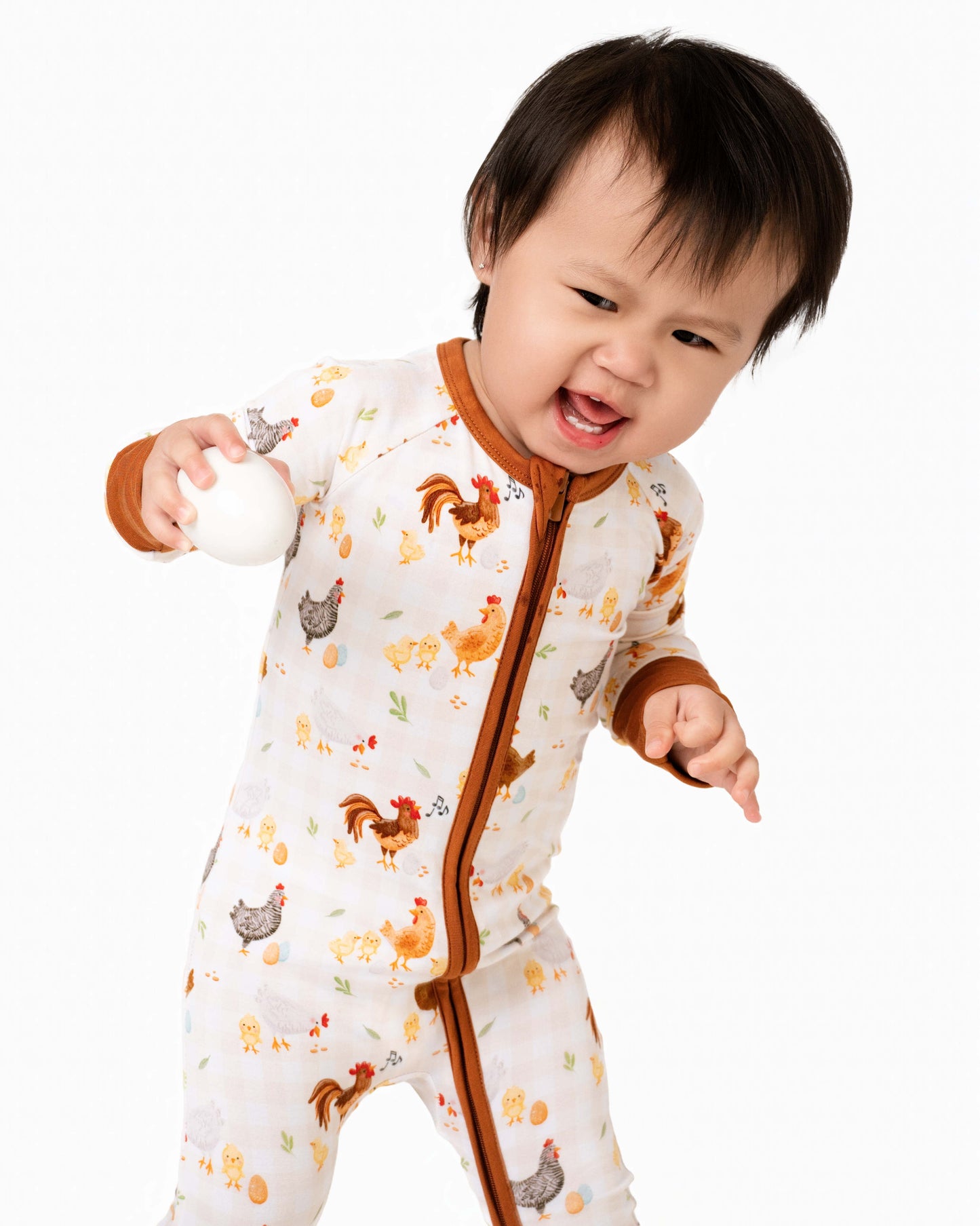 BACKYARD CHICKENS  | Convertible Double Zip Bamboo Rompers | READY TO SHIP