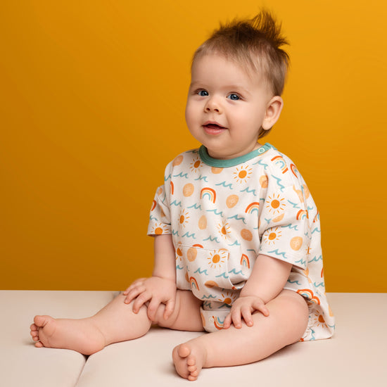 SAND DOLLARS & SUNSHINE | BUBBLE ROMPER | READY TO SHIP