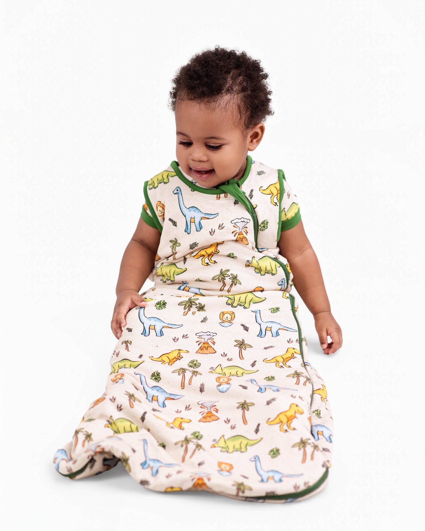 PREHISTORIC PARADISE GREEN DINOS | 1.0 TOG Sleep Sacks | READY TO SHIP