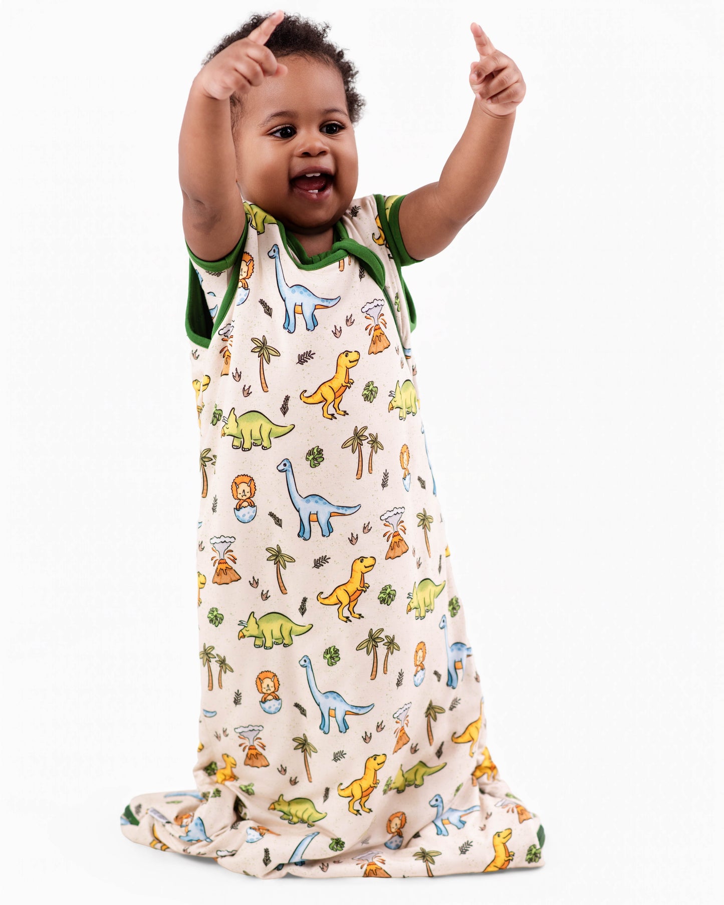 PREHISTORIC PARADISE GREEN DINOS | 1.0 TOG Sleep Sacks | READY TO SHIP