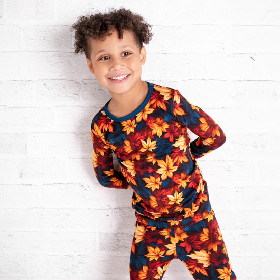 FALL LEAVES | Kid's LONG SLEEVED Two Piece Bamboo Sets | READY TO SHIP