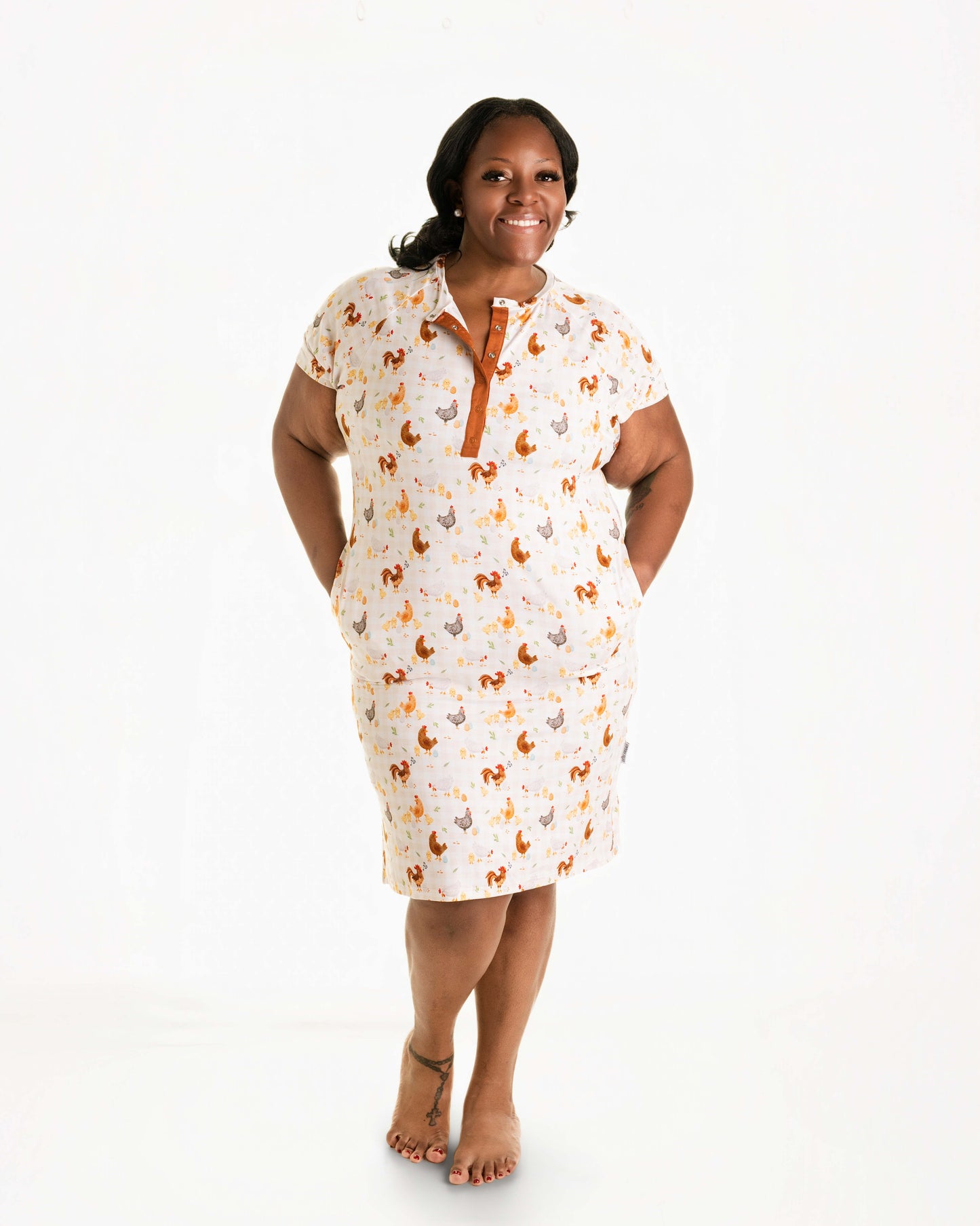 BACKYARD CHICKENS |  Sleep Dress Nightgown | READY TO SHIP