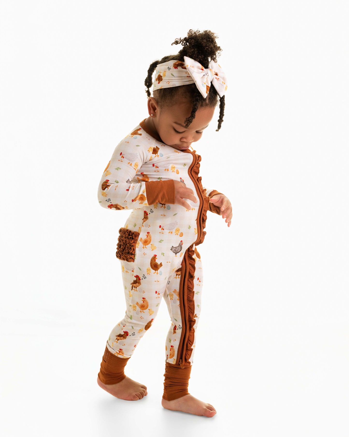 BACKYARD CHICKENS  | Convertible Double Zip Bamboo Rompers | READY TO SHIP