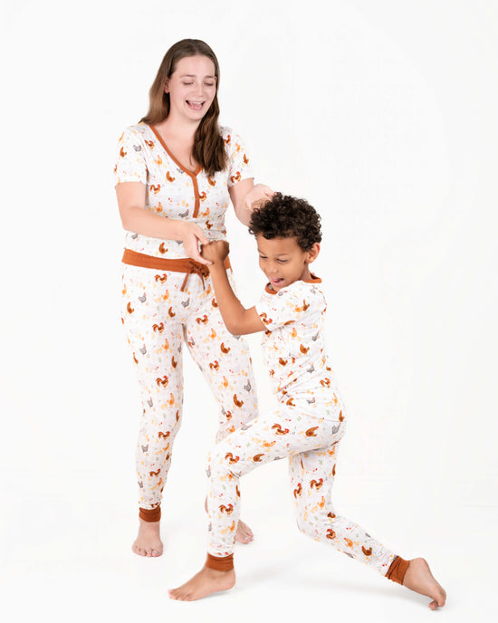 BACKYARD CHICKENS | Women's Short Sleeved Jogger Style Jams Set | READY TO SHIP