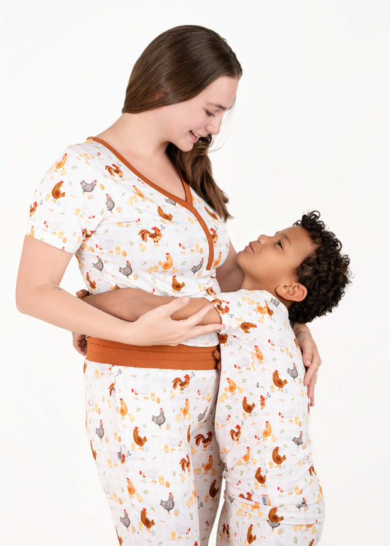 BACKYARD CHICKENS | Women's Short Sleeved Jogger Style Jams Set | READY TO SHIP