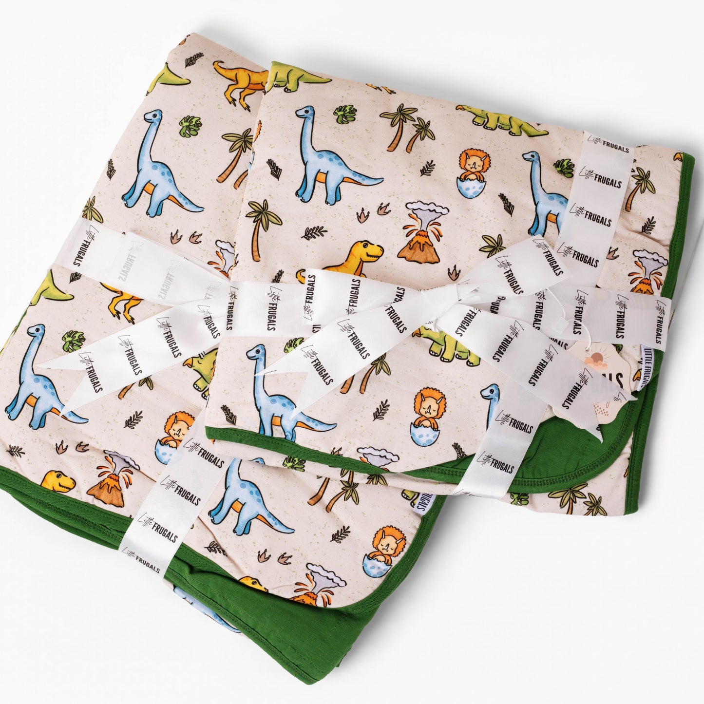 PREHISTORIC PARADISE | DINOS | QUILTED BLANKETS | READY TO SHIP | GREEN + PURPLE/PINK
