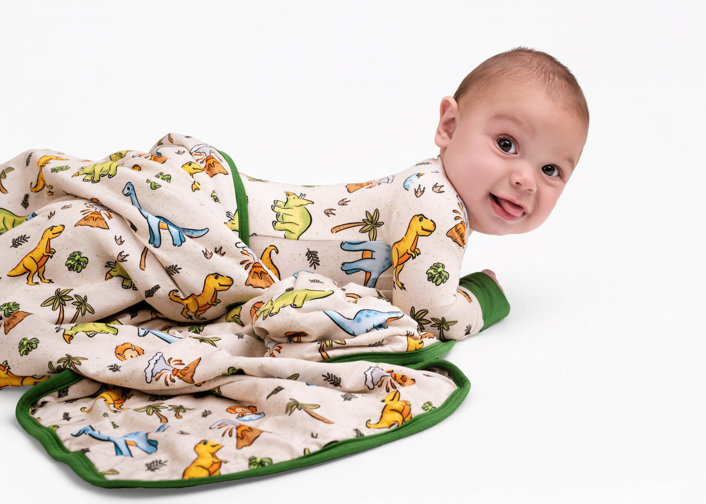 PREHISTORIC PARADISE | DINOS | QUILTED BLANKETS | READY TO SHIP | GREEN + PURPLE/PINK