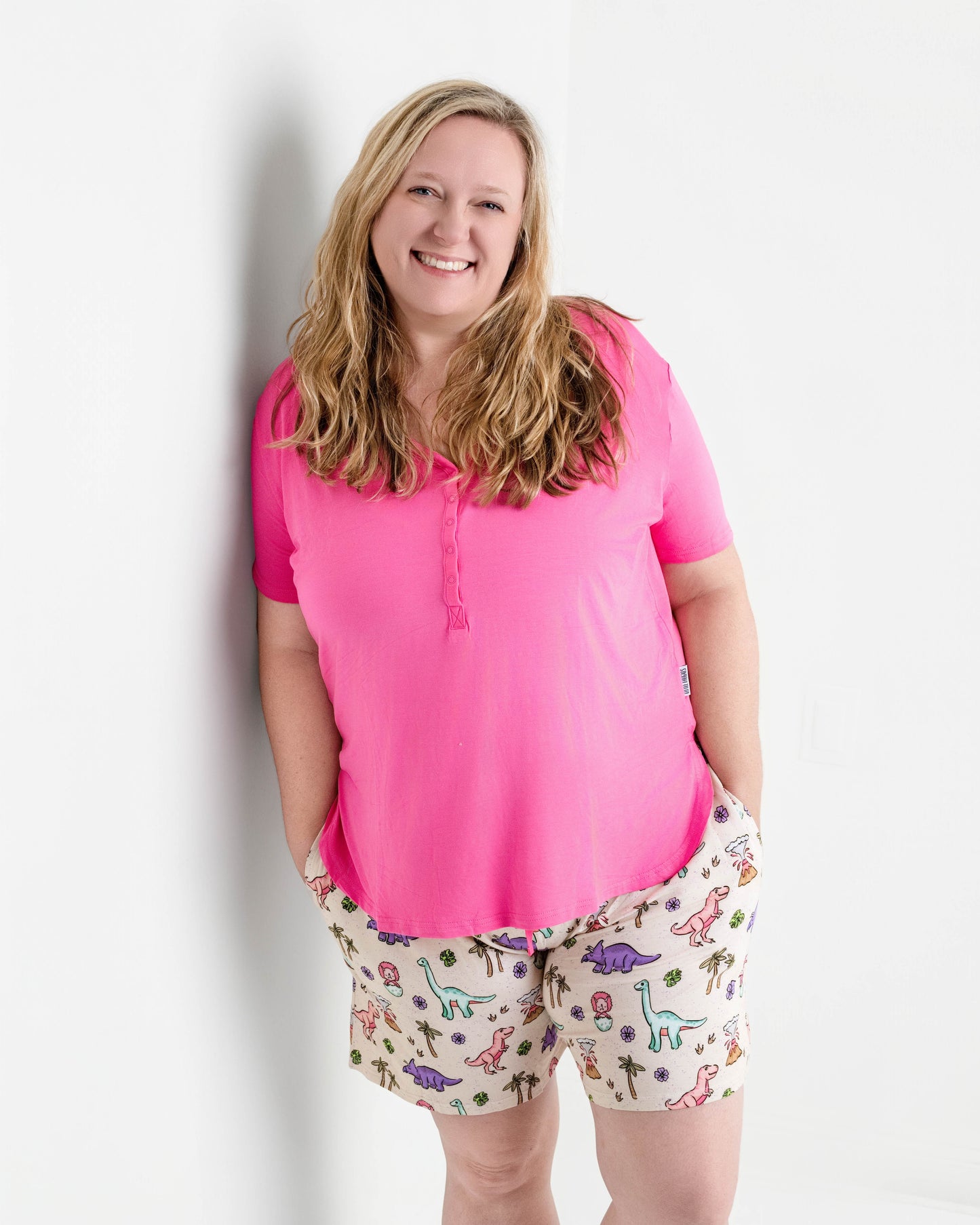 PREHISTORIC PARADISE (PINK + PASTEL DINOS) | Women's Shorts Set | READY TO SHIP