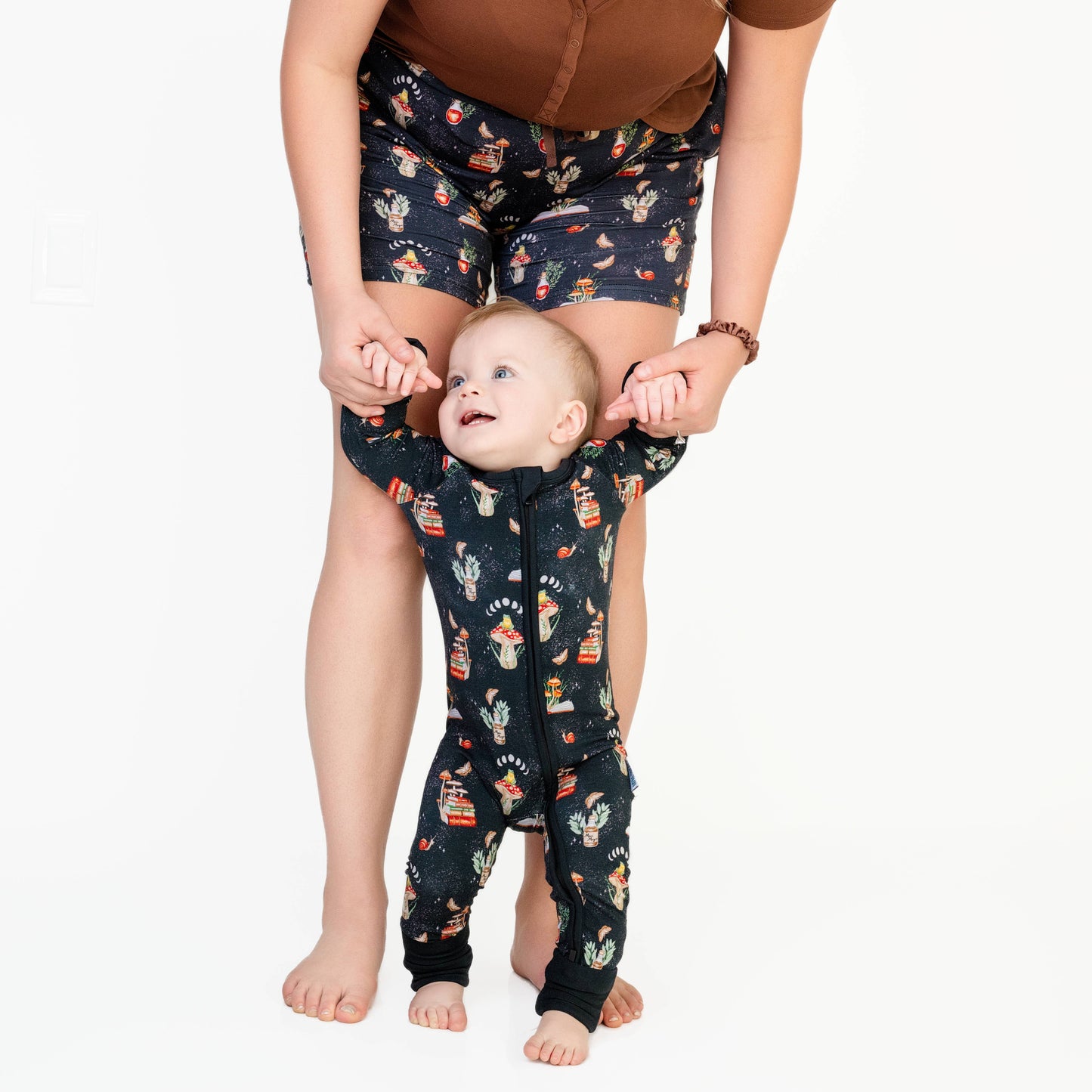 COTTAGECORE MUSHROOMS | Convertible Double Zip Bamboo Rompers | READY TO SHIP