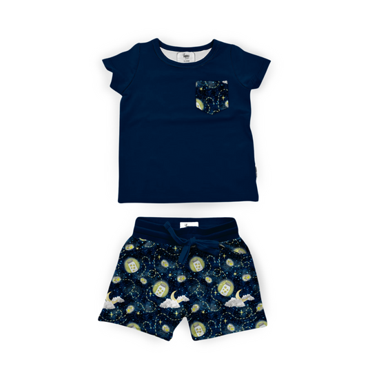 NOSTALGIC NIGHTS | FIREFLIES | DAYWEAR TERRY TEE + SHORTS SET | FINAL SALE