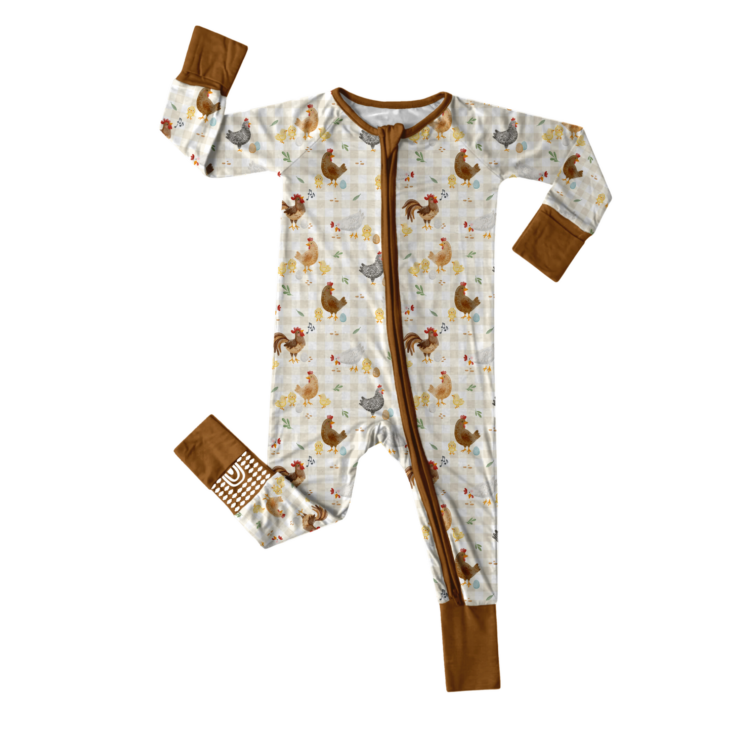 BACKYARD CHICKENS  | Convertible Double Zip Bamboo Rompers | READY TO SHIP
