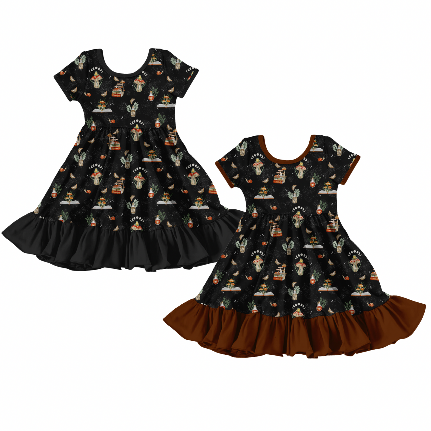 COTTAGECORE MUSHROOMS | TWIRL DRESS | READY TO SHIP