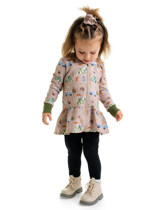 CAMPING CUDDLES | Kid's Zip Ruffle Hoodie | READY TO SHIP