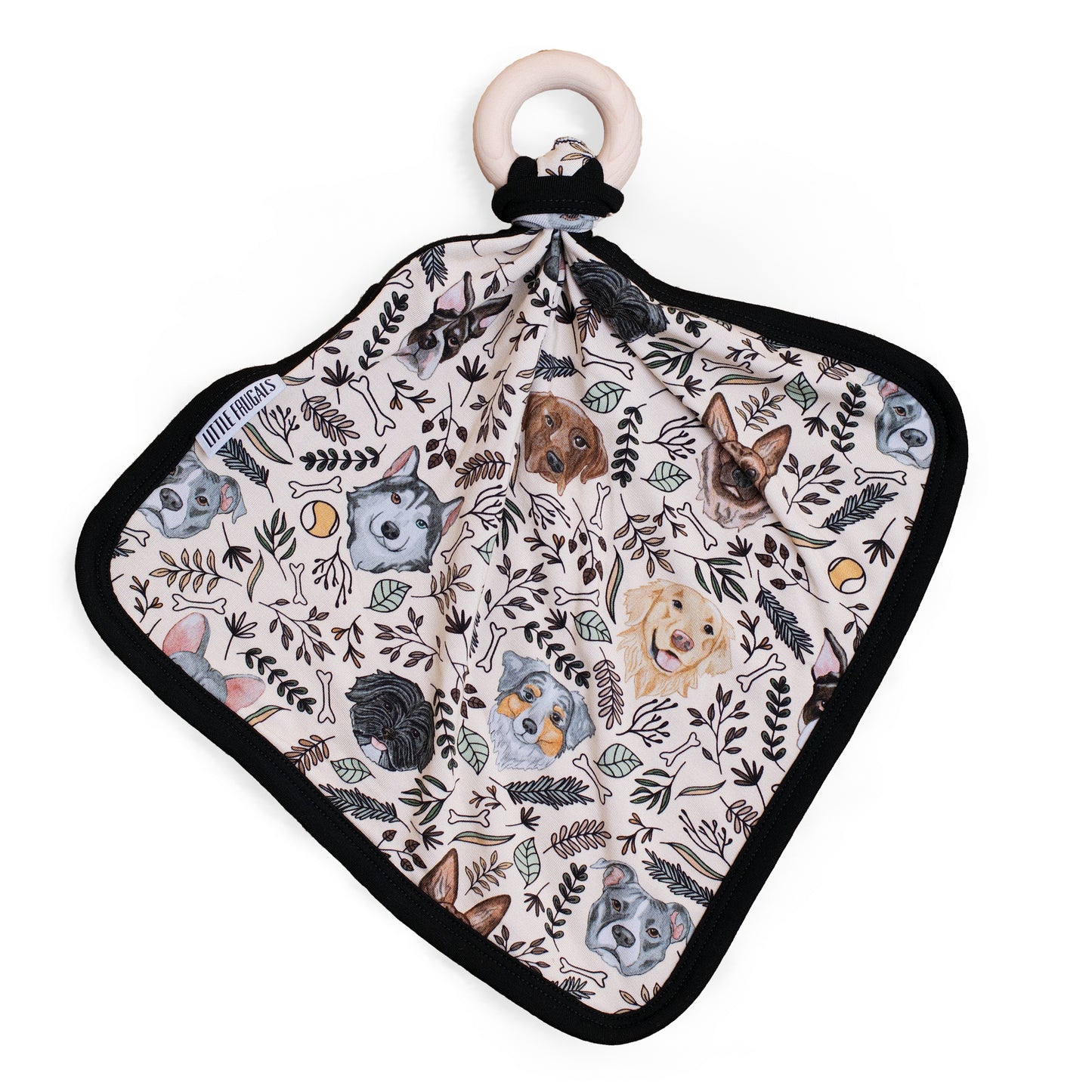 DOODLES + DOGS | LOVIE WITH WOODEN RING | READY TO SHIP