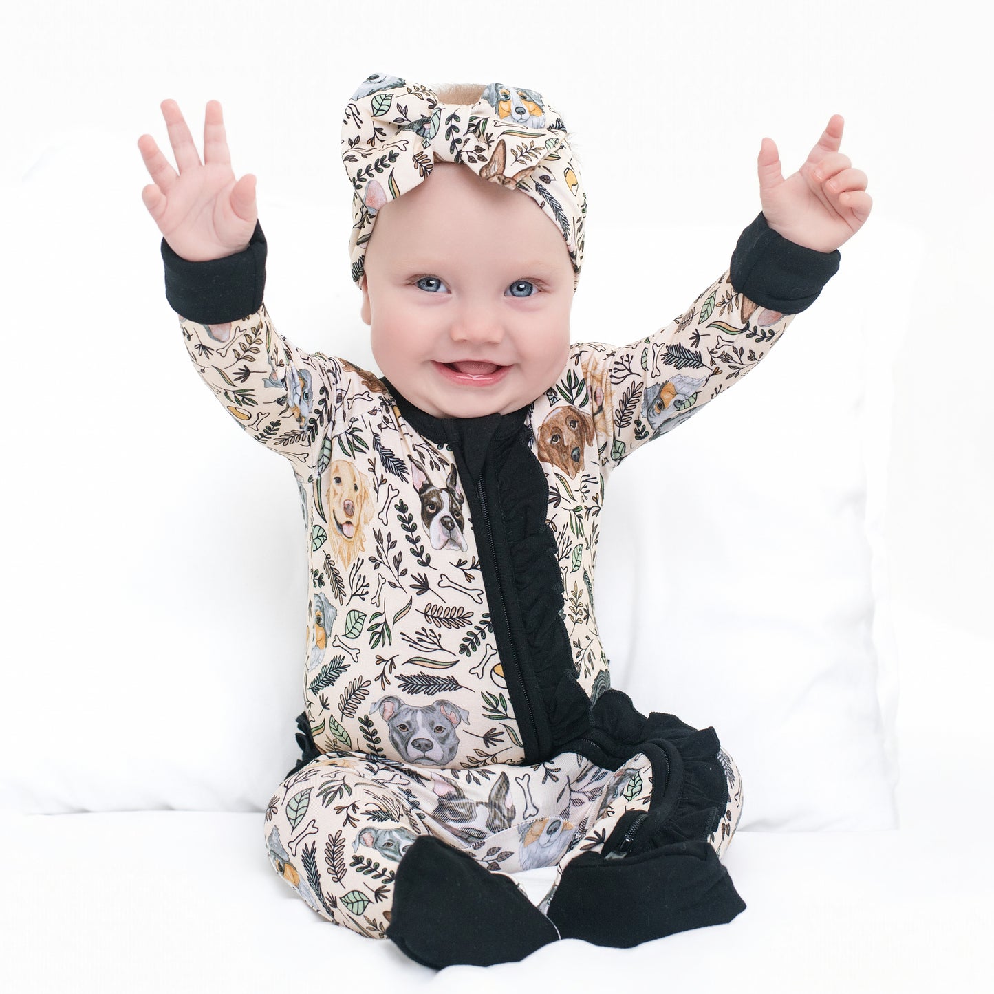 DOODLES + DOGS  | CONVERTIBLE DOUBLE ZIPPER ROMPER | READY TO SHIP