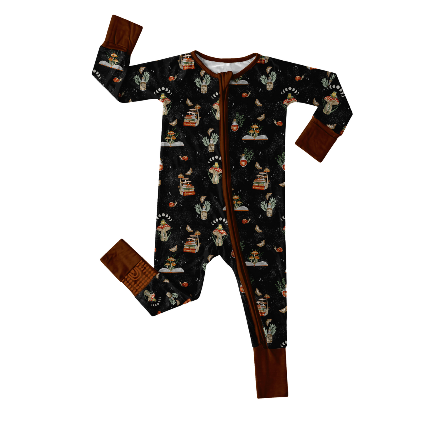 COTTAGECORE MUSHROOMS | Convertible Double Zip Bamboo Rompers | READY TO SHIP