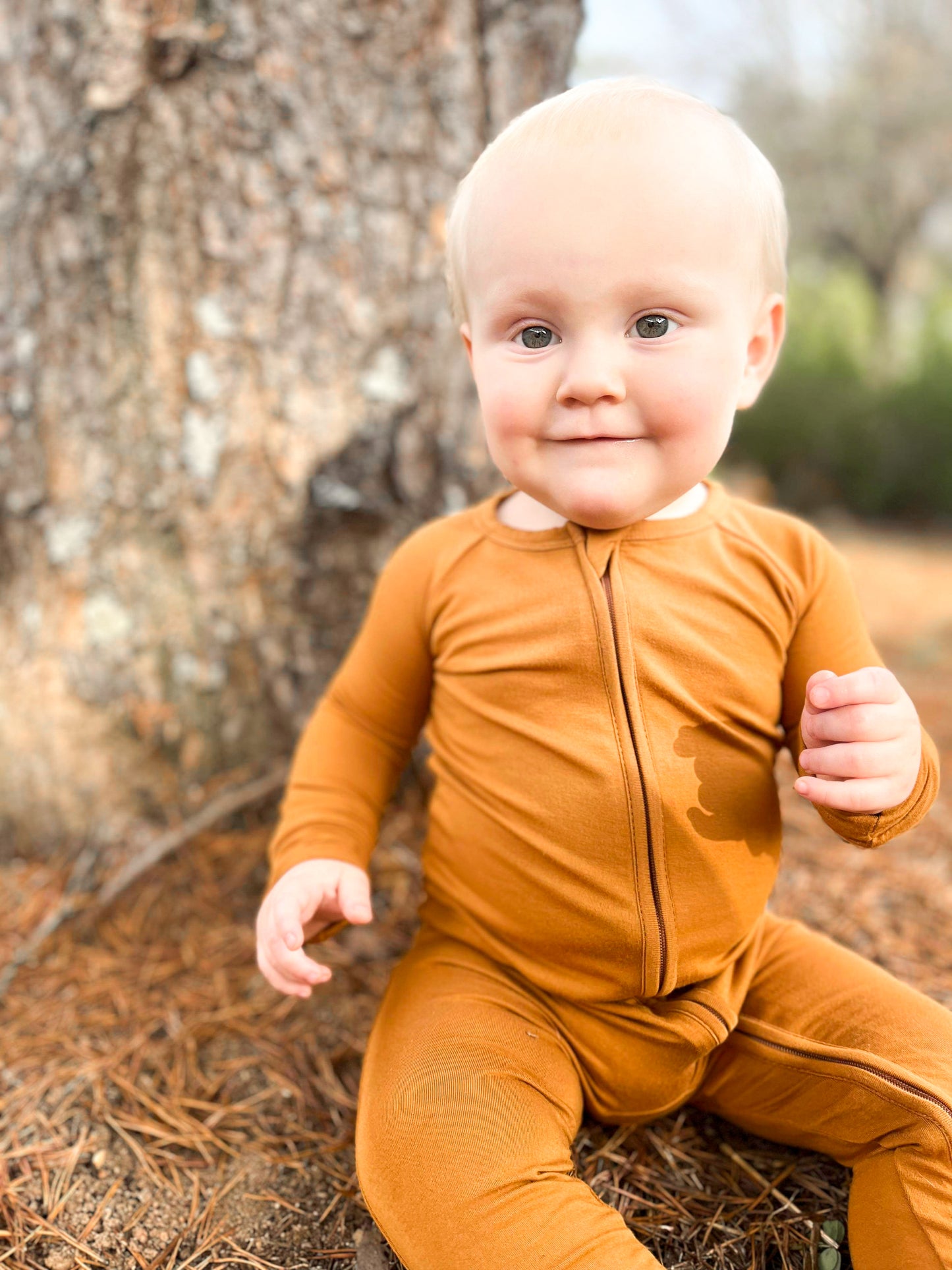 HOT COCOA SOLID | Convertible Double Zip Bamboo Rompers