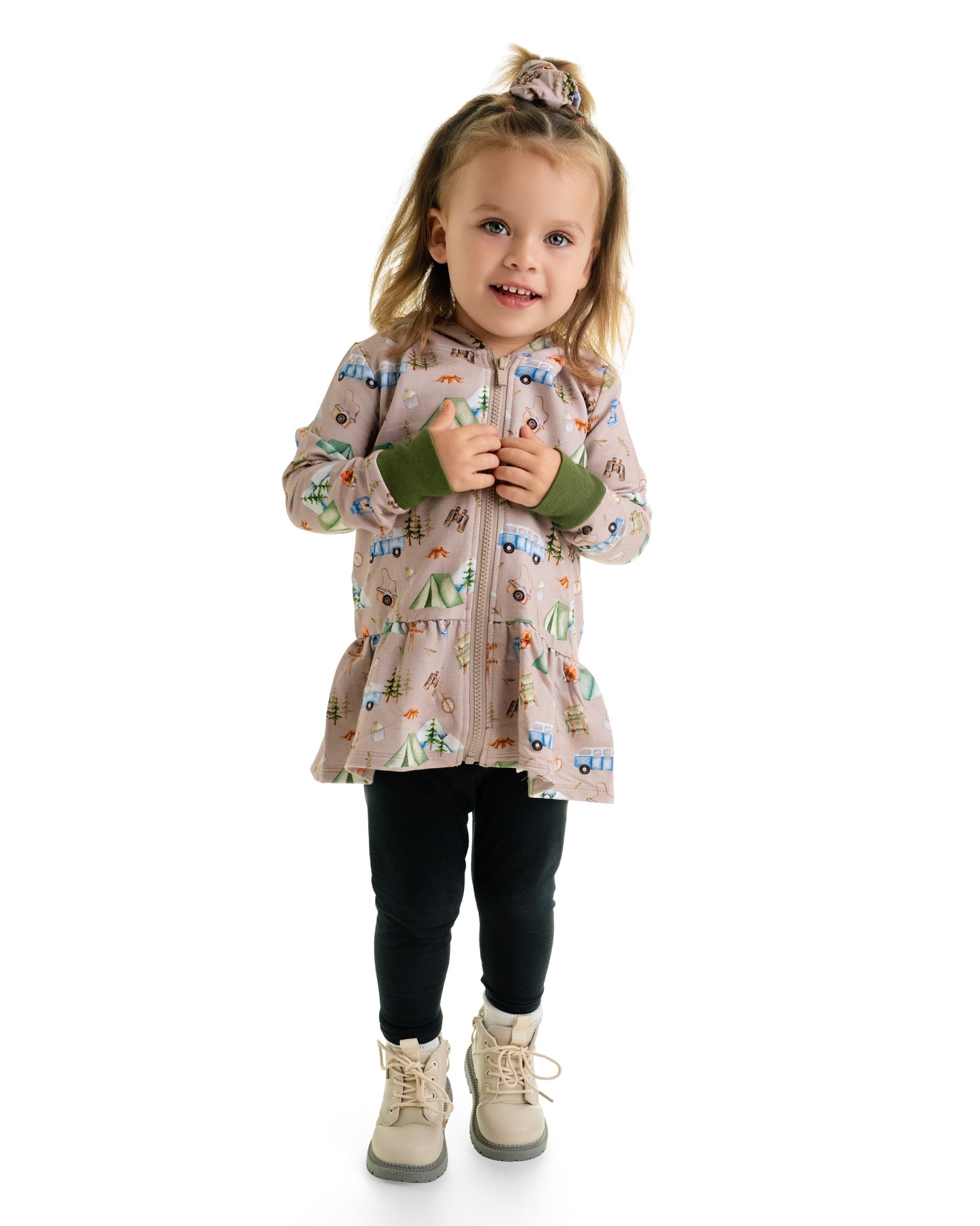 CAMPING CUDDLES | Kid's Zip Ruffle Hoodie | READY TO SHIP