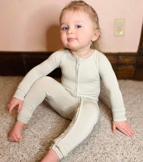 SAGE SOLID | Convertible Double Zip Bamboo Rompers