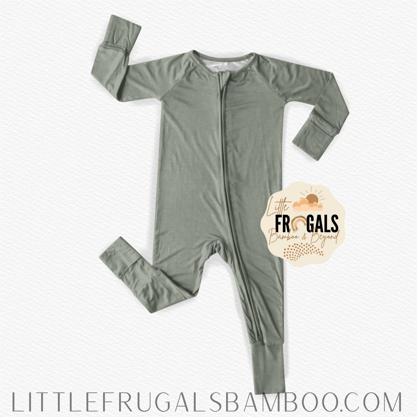 SAGE SOLID | Convertible Double Zip Bamboo Rompers